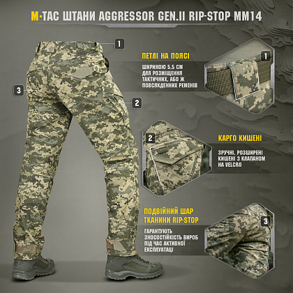 M-Tac брюки Aggressor Gen.II рип-стоп MM14– Милитарист - фото 9