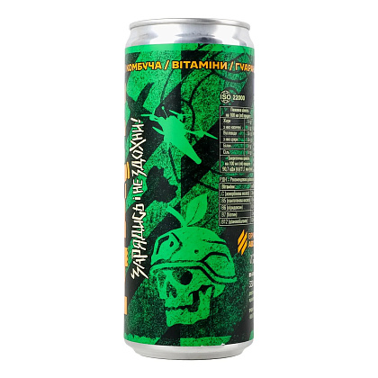 Двіж напій енергетичний Комбуча яблучна, безалкогольний сильногазований 0,33л– Мілітарист - зображення 2