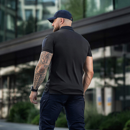 M-Tac поло Elite Tactical Coolmax Black/Dark Navy Blue– Мілітарист - зображення 11