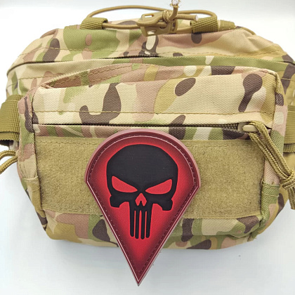 Нашивка Череп Каратель червоно-чорний УПА– Мілітарист - зображення 3