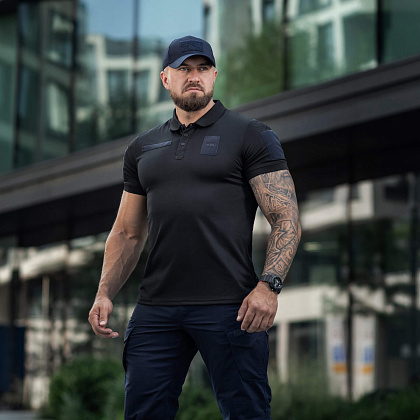M-Tac поло Elite Tactical Coolmax Black/Dark Navy Blue– Мілітарист - зображення 10